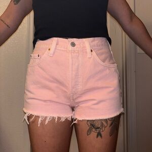 American Eagle Outfitters Light Pink Frayed Jean Shorts